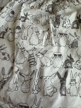 Girls' White Bunny Print Cotton Dress